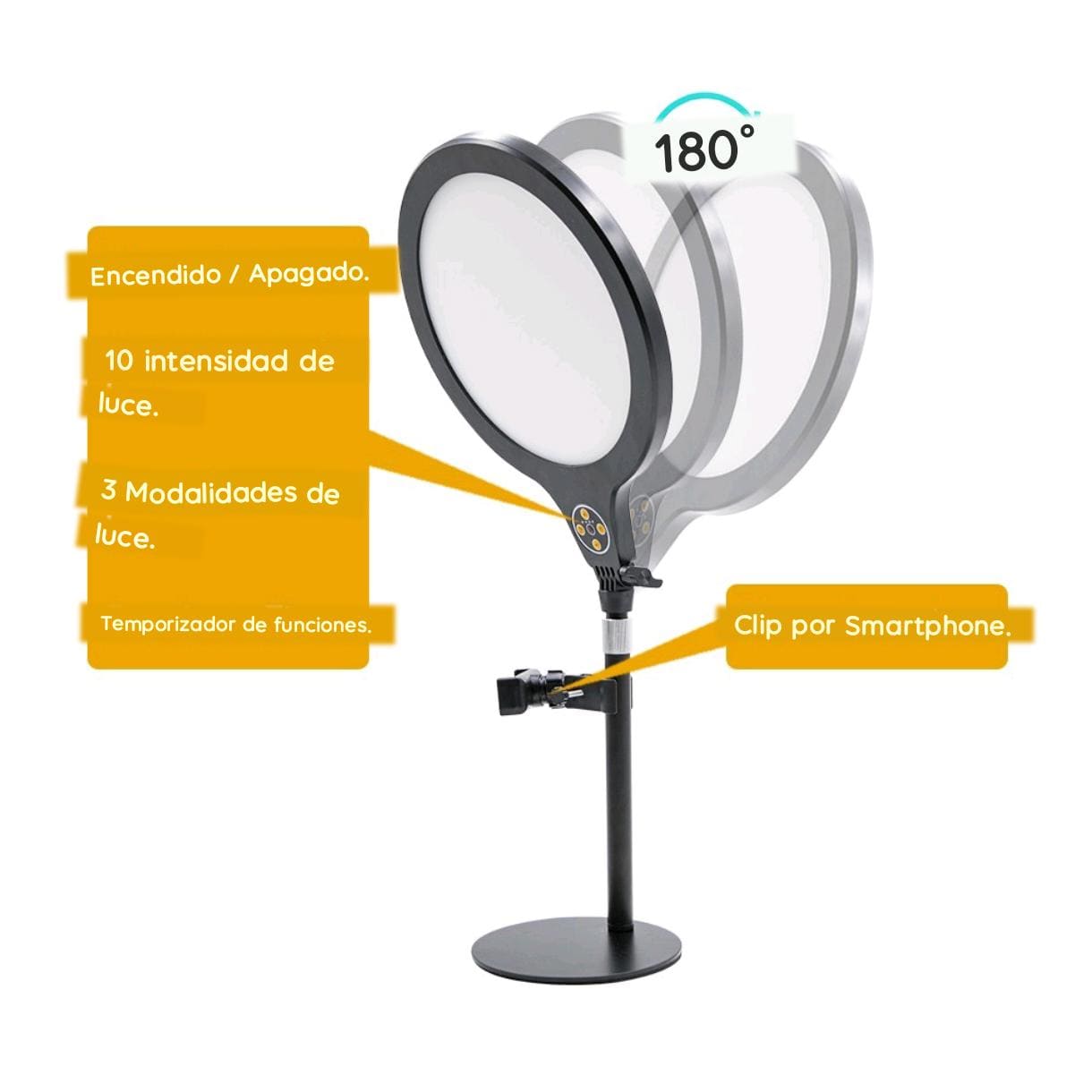 Lámpara Studio Light Profesional + Soporte de Trípode para Selfi