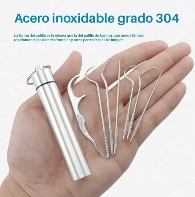 Kit De Limpieza Dental: Palillos De Acero Inoxidable