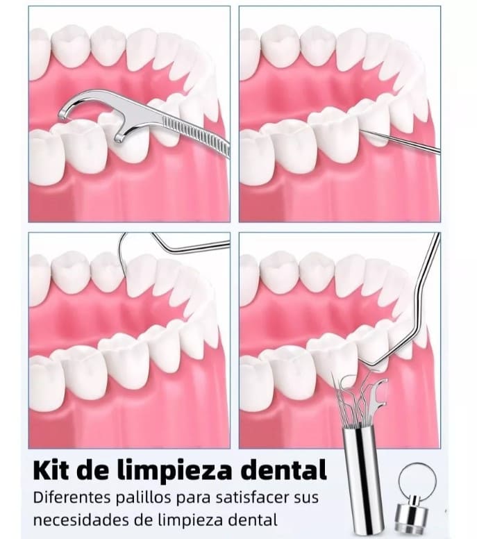 Kit De Limpieza Dental: Palillos De Acero Inoxidable