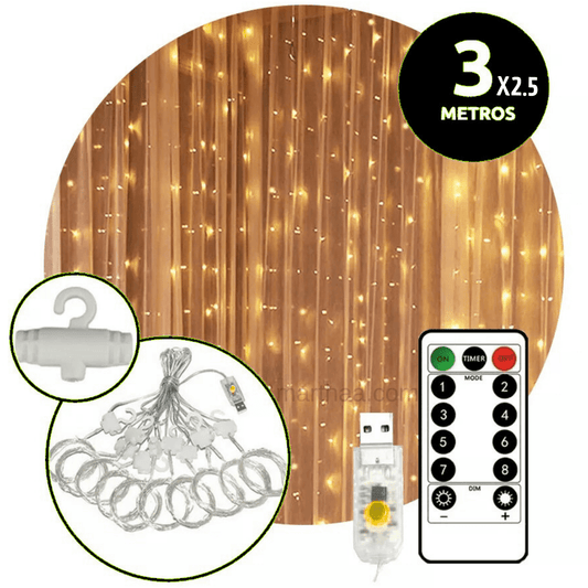 Cortina de Luces Hada a Control Remoto y Manual