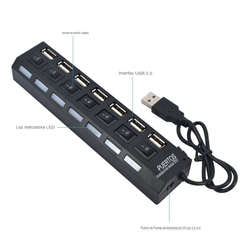 Extensión USB Varios Compartimientos