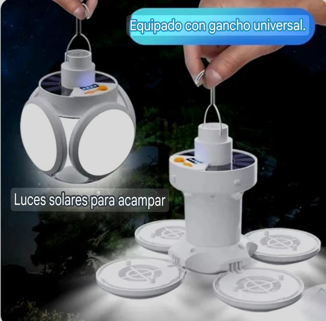 Foco Balon Plegable: Carga solar + carga USB