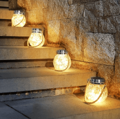 LÁMPARA SOLAR EN FRASCO DE CRISTAL