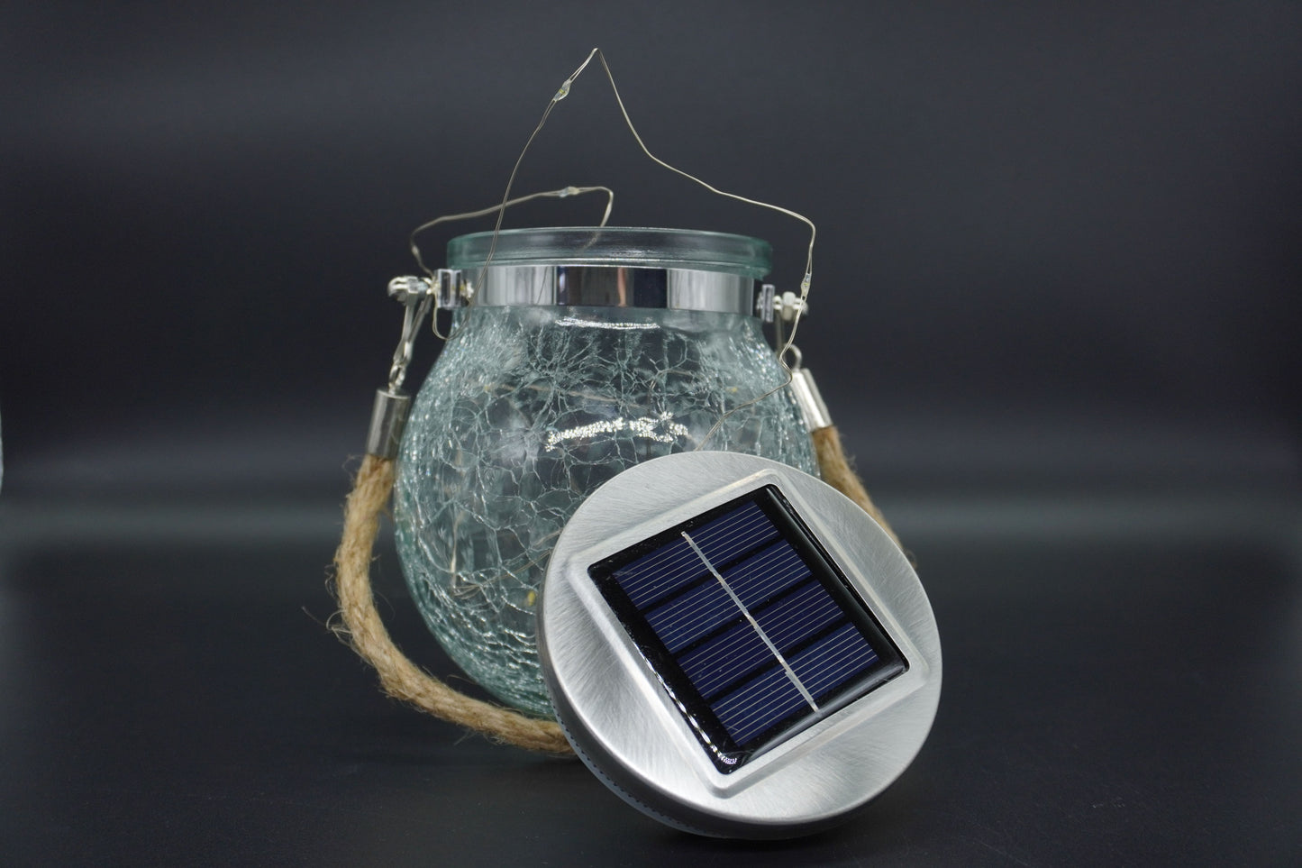 LÁMPARA SOLAR EN FRASCO DE CRISTAL