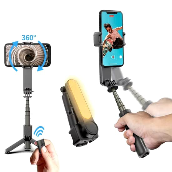 ESTABILIZADOR INTELIGENTE CON LUZ PRO® (Crea videos y selfis como un profesional)