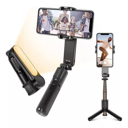 ESTABILIZADOR INTELIGENTE CON LUZ PRO® (Crea videos y selfis como un profesional)