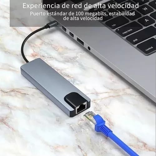 Adaptador TipoC 5en1 Ethernet Usb