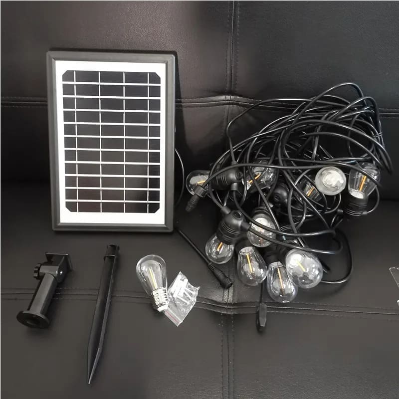 CADENA DE FOCOS A PANEL SOLAR PARA EXTERIORES (5M - 10 Focos)