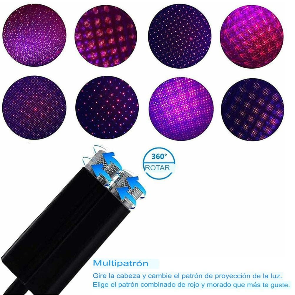 Reflector Flexible de Estrellas USB 360° para Ambientar Autos o Habitaciones.