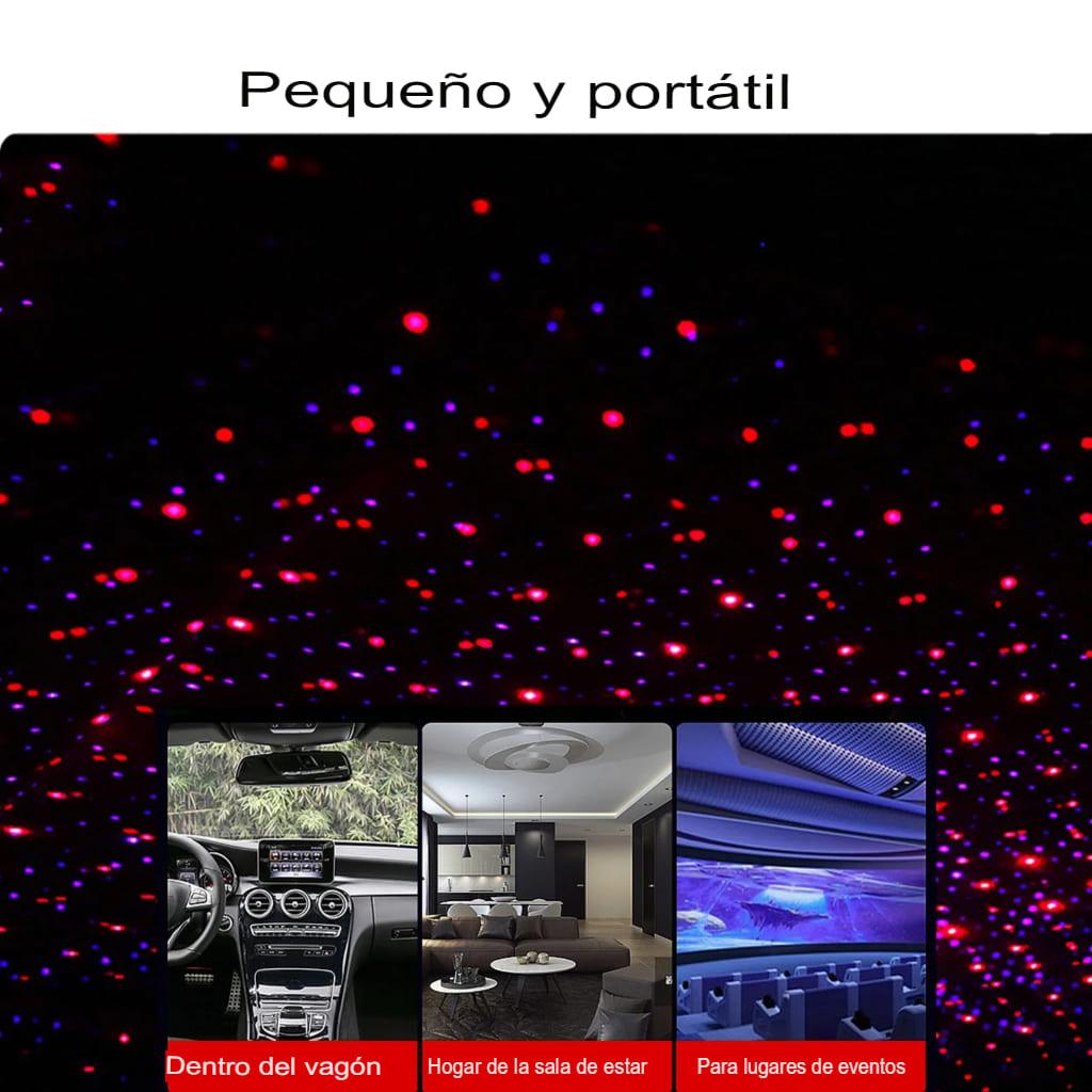 Reflector Flexible de Estrellas USB 360° para Ambientar Autos o Habitaciones.