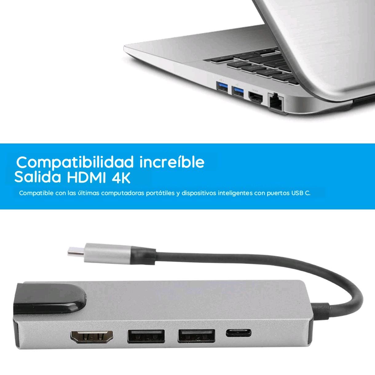 Adaptador TipoC 5en1 Ethernet Usb