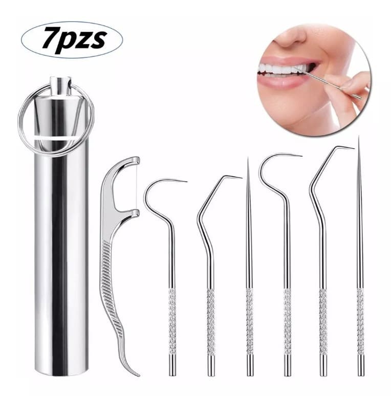 Kit De Limpieza Dental: Palillos De Acero Inoxidable