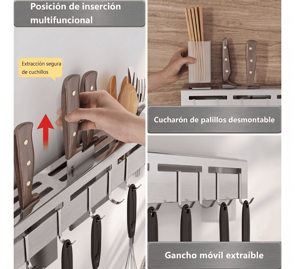 Soporte Estético de Utensilios de Cocina - (Acero inoxidable)