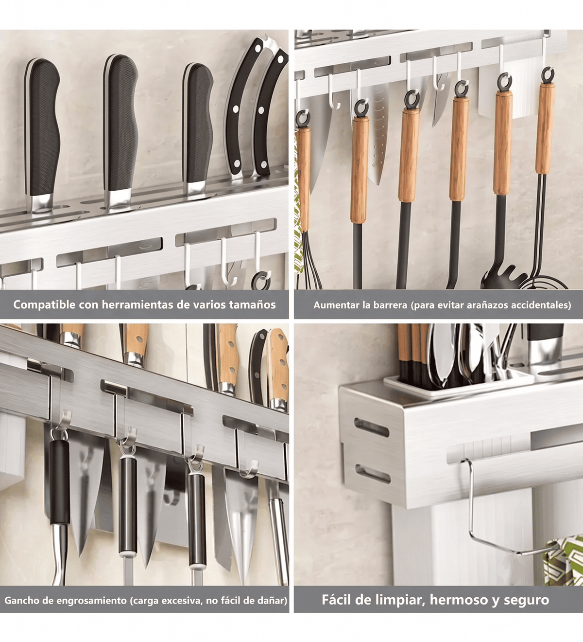 Soporte Estético de Utensilios de Cocina - (Acero inoxidable)