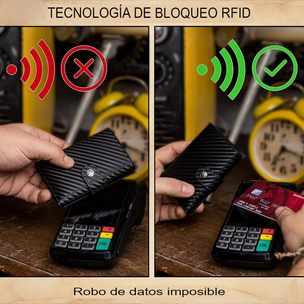 Billetera Tarjetero de Fibra de Carbono con Tecnología Rfid 💳