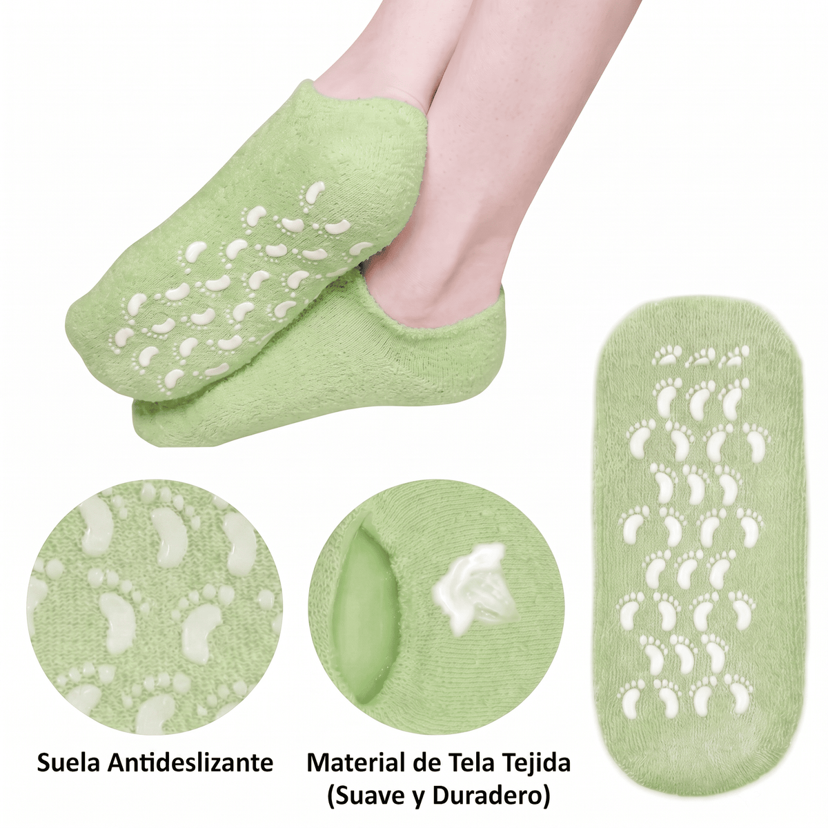 MEDIAS DE GEL-SILICONA HIDRATANTES UNISEX (X2 Pares Reutilizables)