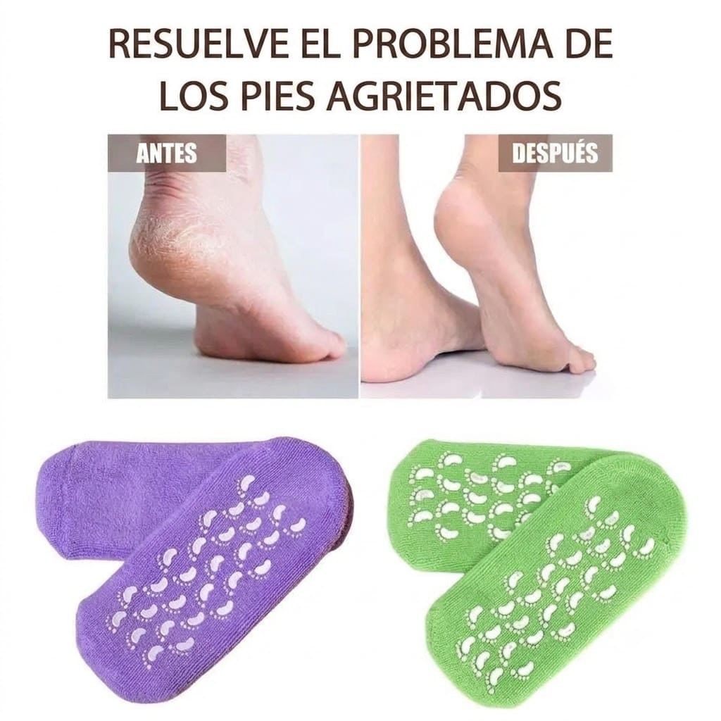 MEDIAS DE GEL-SILICONA HIDRATANTES UNISEX (X2 Pares Reutilizables)