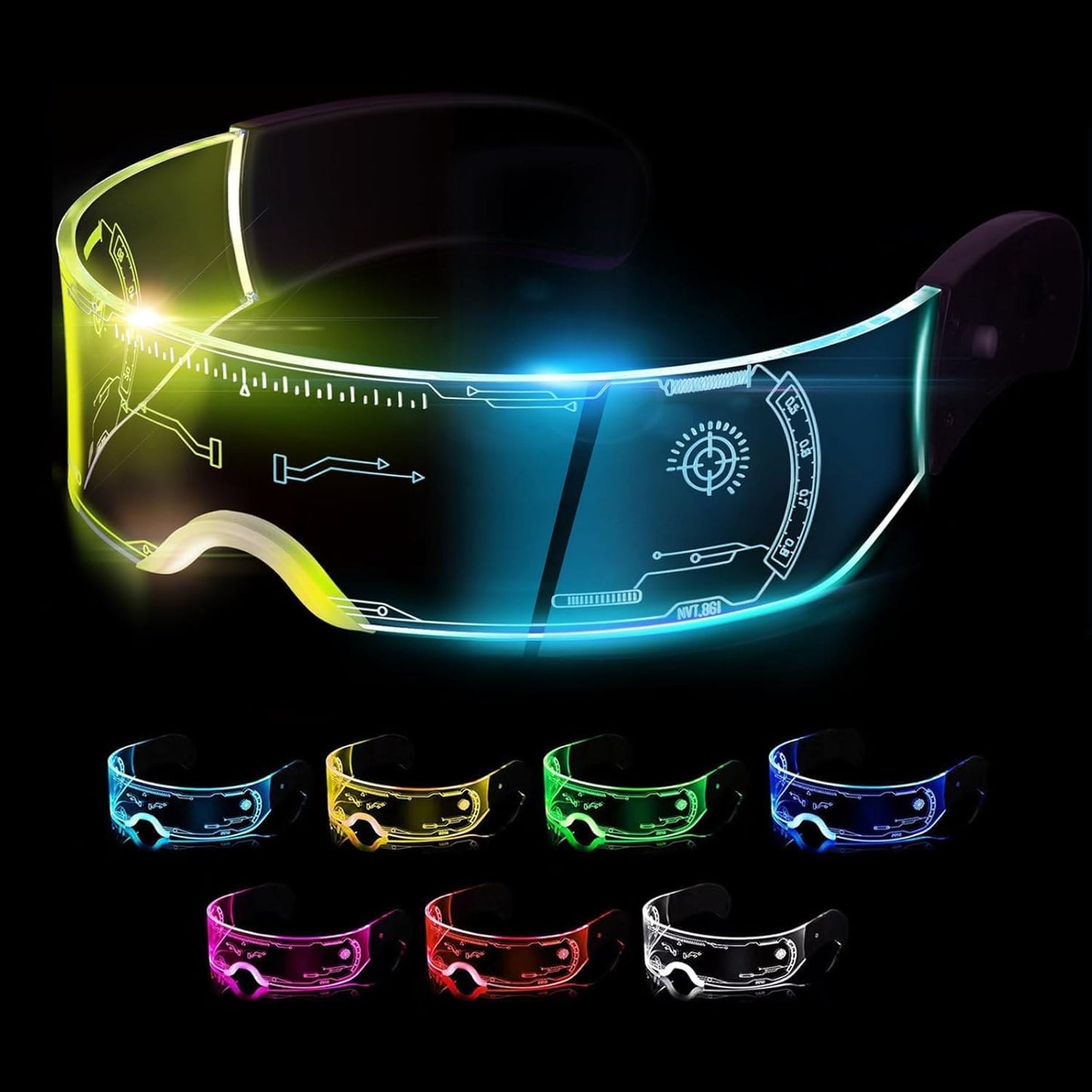 Gafas LED Visor Cyberpunk - Futuristas