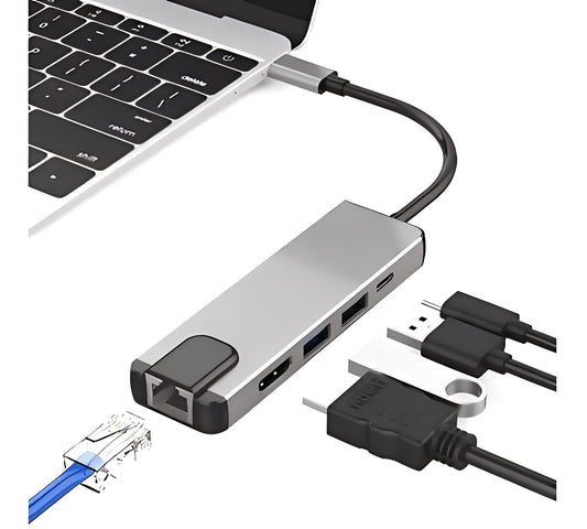 Adaptador TipoC 5en1 Ethernet Usb