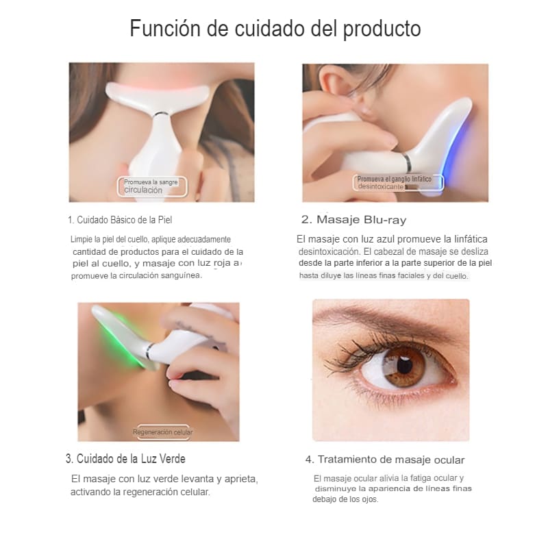 Masajeador Facial Antiarrugas 7 en Uno + 3 modos de Masajes